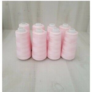 Lot of 8 Coats SureLock Polyester Thread - Spool 3000 yds - Color 4415 Pink used
